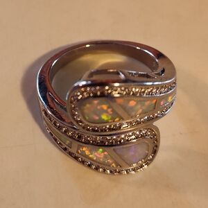 Irridesent Inlaid Spoon Ring